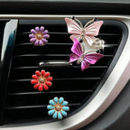 Bling Butterfly Car Air Vent Clip, Cute Rhinestone Air Freshener Clip, Glam SUV Outlet Vent Decorations, Charm Car Inter Decor Accessories for Girls Women (2Pink + 2Blue)