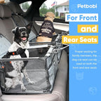 Petbobi Dog Car Seat - Puppy Car Seat for Small Dogs and Cats up to 20 lbs - Pet Car Seats with PVC Frame & Cationic Fabric - Perfect for Safe and Cozy Travel - Breathable Mesh, Storage Bag - Grey