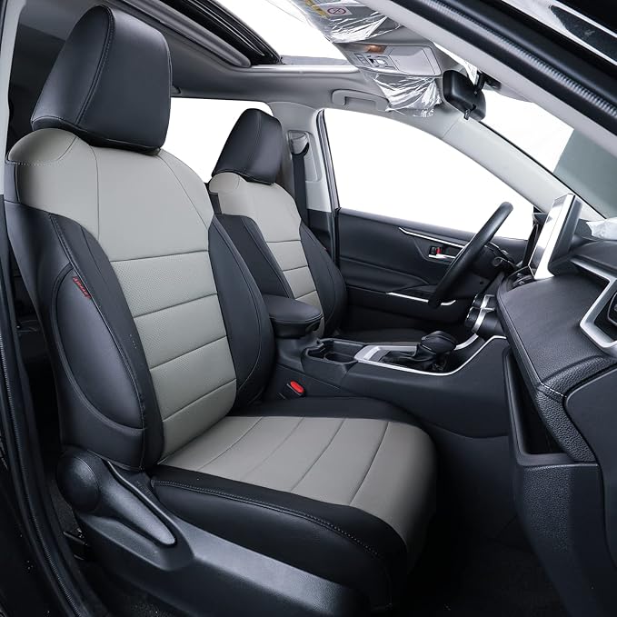 coverdream Custom Seat Covers Compatible with Select Toyota RAV4 LE 2013 2014 2015 2016 2017 2018 Models - Leatherette (Black/Gray,Full Set)