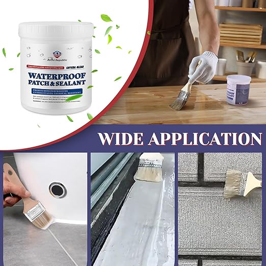 Upgraded Invisible Waterproof Agent Clear as Crystal, Transparent Waterproof Paint for Both Interior and Exterior Use on Rooftops, Bathrooms, and Walls for Leak Prevention and Tight Seal. (17.5OZ)