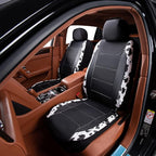 Flying Banner car seat Covers Protects Water Proof Faux Leather Carbon Fiber Front and Rear Bench (Cow Black, Full Set - 8PCS)