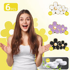 NBTEPEM 6 PCS Daisy Flower Air Vent Clip Car Decoration Accessories Air Conditioning Outlet Clip Car Air Freshener Clip Charm Car Interior Decor(3 cm, 3.3 cm, White, Black, Purple)