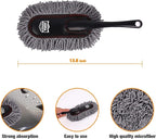 Car Duster Grey Set-Stocking Stuffers Gifts for Men Women-Microfiber Multipurpose Duster,Interior & Exterior Cleaning Tools,Dashboard Detailing Brush,Scratch Free with Extendable Handle,2 Packs