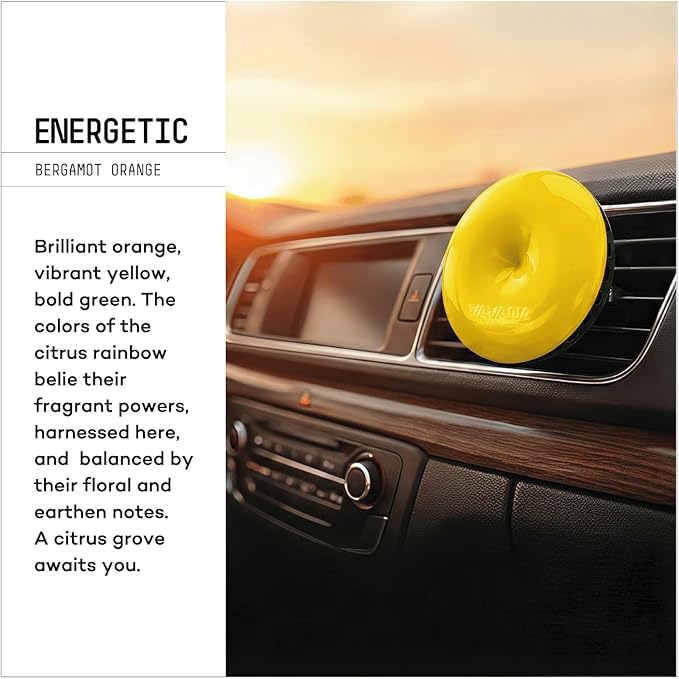 SPIN Essential Oil Car Fragrance – Vent Clip Air Freshener, ENERGETIC BERGAMOT ORANGE, Liquid Free Solid Scent, Long Lasting (2 Pack)