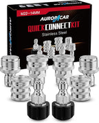 Pressure Washer Quick Connect Kit, Stainless Steel Pressure Washer Adapter Set, M22-14mm Swivel to 3/8" Quick Connect Fittings, 3/4 Inch Hose Fittings, 8 Pack