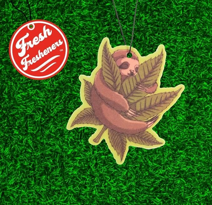 Funny Naughty Unique Car Air Fresheners Scented With Premium Oils By Fresh Fresheners (Weed Sloth)