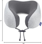 napfun Neck Pillow for Traveling, Upgraded Travel Neck Pillow for Airplane 100% Pure Memory Foam Travel Pillow for Flight Headrest Sleep, Portable Plane Accessories, Light Gray Kit