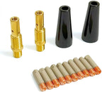 14pcs Flux Core Gasless Nozzle Welding Kit with Non-Stick Coating; Ceramic Welding Tips Replacement MIG Welder Accessories,Compatible with Lincoln,Eastwood and more (coated .035" Kit)