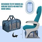Soft-Sided Kennel Pet Carrier for Small Dogs, Cats, Puppy, Airline Approved Cat Carriers Dog Carrier Collapsible, Travel Handbag & Car Seat (Blue Cat Print, 19" L x 11" W x 11" H)