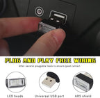 Augeny 4 PCS USB LED Car Interior Atmosphere Lamp, Plug-in USB Decor Night Light, Portable Auto Ambient Lighting Kit, Universal Vehicle Interior Accessories for Most Cars (Yellow)