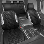 CAR PASS Bling Diamond Leather Car Seat Covers for 2 Front Interior Sets, Waterproof Shining Glitter Sparkly Crystal Universal Armrest Fit Automotive Truck SUV Cute Women Girl, Black Silver Rhinestone