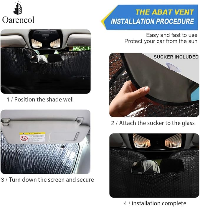 Cat Driving Car Windshield Sun Shade Fun Animal Cool Foldable UV Ray Sun Visor Protector Sunshade to Keep Your Vehicle Cool (55" x 27.6")