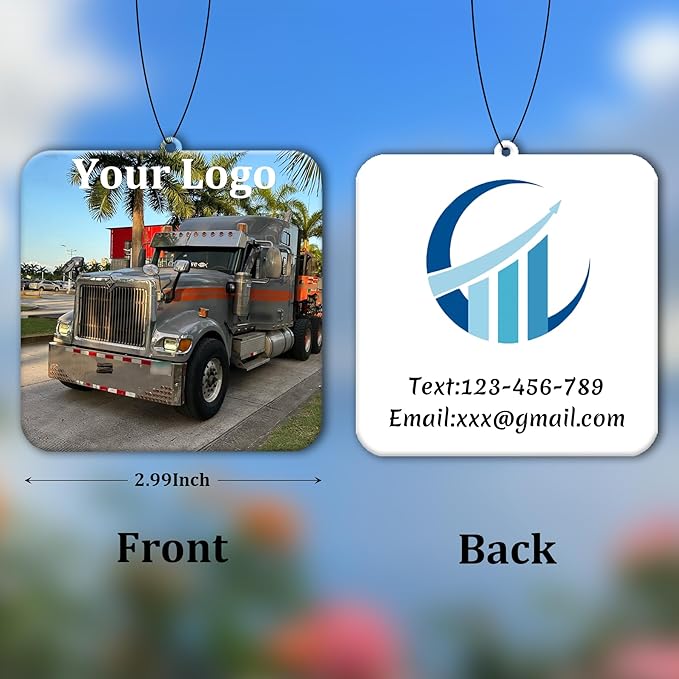10-1000 Pcs Custom Air Fresheners with Picture - Double Sided Personalized Car Air Freshener with Photo & Logo, Hanging Auto Accessories & Custom Gifts for Branding Business Events (Square)