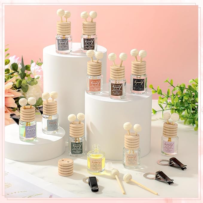 30 Pcs Employee Appreciation Gifts Bulk, Empty Car Diffuser Bottles with Vent Clip, Refillable Essential Oil Car Air Freshener Gifts for Coworker Team Teacher Nurses Staff (Proud)