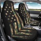 ELEQIN Car Seat Covers, Camo US Flag Print Seat Cover Front Car Seat Cushion, Front Auto Protector Universal Fit Most Cars, Automotive Interior Accessory