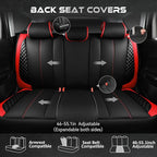 CAR PASS Nappa Leather Car Seat Covers Full Set Waterproof Protector Durable Cushioned,Universal Fit for Sedan SUV Pick-up Truck,Automotive, Anti-Slip and Backseat Luxury Premium(Black and Red)