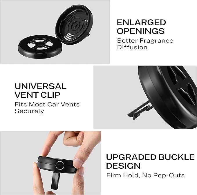 Car Fragrance Holder Compatible with Bath & Body Works Refills (Not Included), Air Freshener Vent Clip or Visor Clip, Refillable Scent Holder, Easy to Open Car Diffuser Accessory