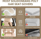 Auto Car Seat Covers Accessories Full Set Leather Cushion Protector Breathable Waterproof Seat Cover for Cars Universal Fit (Beige, Front Pair and Rear)