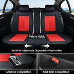Coverado Car Seat Covers Full Set, Automotive Seat Covers Car Seat Protector Car Seat Cushion, Waterproof Leather Seat Covers for Cars, Universal Fit for Most Sedans SUV Pick-up Truck(Black&Red)