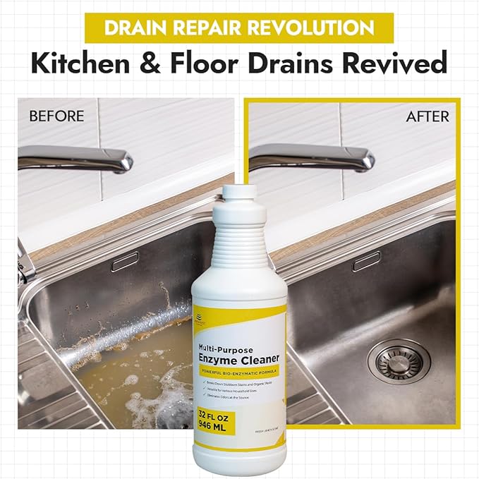 NORTHWEST ENTERPRISES Multi-Purpose Enzyme Cleaner - Household and Commercial Pets Cat Dog Urine and Poop - Enzymatic Cleaner, Fresh Lemon Scent (32 ounces)