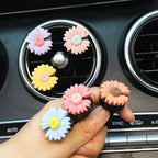 2 Pieces Daisy Flower Air Vent Clip Cute Car Air Freshener Clip Boho Car Air Outlet Decorations Charm Car Inter Decor Accessories for Girls Women