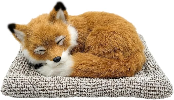 Sleeping Fox Bamboo Charcoal Bag - Realistic Plush Animal Odor Eliminator and Moisture Absorber for Car, Home, Closet - Soft Decorative Fox Figurine