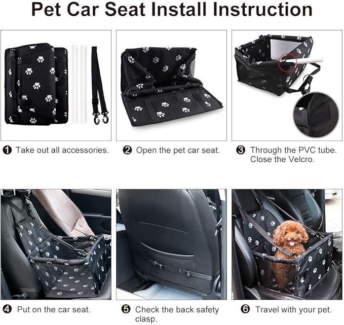 Myuilor Pet Dog Car Booster Seat Carrier,Portable Foldable Carrier with Seat Belt for Dog Cat up to 30lbs …