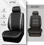 CAR PASS Bling Diamond Car Seat Covers Full Set, Shining Rhinestone Waterproof Faux Leather, Rear with Zipper, Universal Fit Automotive Glitter Crystal Sparkle Strips for Cute Women Girl, Silver