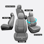 Wrangler Seat Covers 2007-2026 Front Pair, Waterproof Leather Interior Sets with Lumbar Support Custom Fit for Jeep Wrangler JK JL 2/4 Door Unlimited Sahara/Sport/Rubicon X 392 Willys, Gray