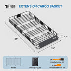 TUFFIOM 84"x 39"x 6" Universal Rooftop Cargo Carrier Basket, Extendable Steel Roof Rack Basket w/Net+Storage Bag+Straps, Heavy Duty Car Top Rack Luggage Holder Carrier for SUV Car Truck Van