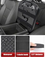 KBH Center Console Armrest Cover for Chevy Silverado & GMC Sierra 2019 2020 2021 2022 2023 2024 2025 2026, Middle Console Lid Protective Covering, Vinyl Leather, Black (Fits Jump Seat Console Only)
