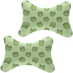 Car Pillow for Neck Pain Relief Support, Compatible with Cute Frog Memory Foam Car Neck Pillow for Car Seat with Adjustable Strap, 2 Pcs Car Headrest Pillow for Ergonomic Design