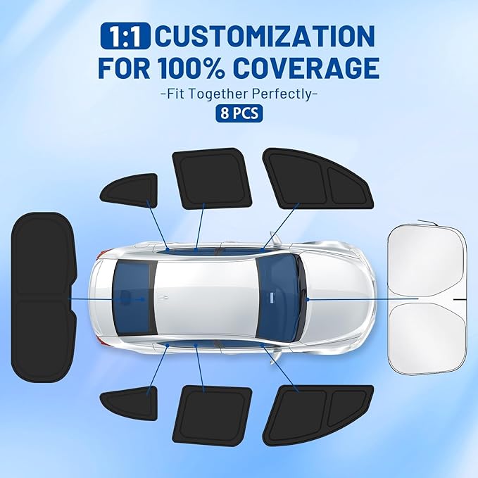 Car Window Shades for Subaru Crosstrek 2018-2023 Accessories - Full Set 8PCS Side Window Sunshades with Memory Frame & Blackout Fabric, Privacy UV Shield for Camping/Travel