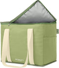 Nook Theory Reusable Insulated Grocery Bag - Leak Proof, X Large Cooler Bag - Insulated Shopping Bags for Groceries - Travel Cooler Bag for Frozen and Hot Food with Zippered Top (Sage)