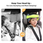 Child Car Seat Head Support Band, Adjustable Child Head Band Strap Headrest for Kids, Breathable, Safety Head & Neck Pillow Support - A Comfortable Sleep Solution, Grey & Fluorescent Green
