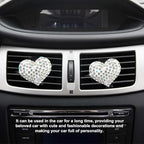 2 Pieces Bling Crystal Heart Car Vent Clips Sparkling Air Freshener and Decorative Accessories for Women Men SUV Truck (White)