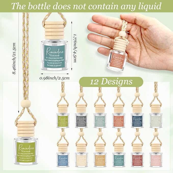 36 Pcs Employee Appreciation Gifts Bulk Empty Glass Essential Oil Diffuser Car Air Freshener Diffuser Hanging Ornament for Coworkers Office Staff