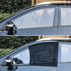 Car Front Window Sun Shade - 2 Pack Breathable Mesh Side Window Shade Sunshade UV Protection for Driver Family Pet on Front seat, Curtain with Two Holes to See Rearview Mirror, Size M