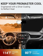 Proadsy Windshield Sun Shade Custom Fit Dodge Ram Promaster 2014-2024 2025 2026 4-Layer Foldable Front Sunshade Protector Sun Visor Blocks UV Rays Keep Car Cooler