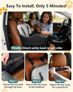 Dog Car Seat for Small/Medium Dogs Up to 35lbs, 2-in-1 Pet Car Seat with Memory Foam, Detachable Washable Dog Bed for Cars, Pet Booster Carseat with Storage Pockets Fits Front/Back Seats (Black/Grey)