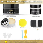 SEISSO Leather Repair Kit for Furniture, Gray Vinyl Repair Kit with Mink Oil Car Interior Leather Recoloring Balm for Scratches, Fading Shoes, Car Seat, Sofa