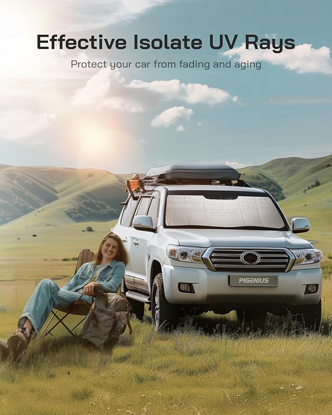 Windshield Sun Shade for Dodge Journey 2009-2020. Reflective Aluminum Film Front Window Sunshade - BLAZBLOCK