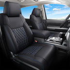 Huidasource Tacoma Front&Back Car Seat Covers, Automotive Seat Cushion Fit for 4th Gen Toyota Tacoma 2024-2026 Double&Crew Cab Trailhunter SR SR5 Limited TRD Sport/Off Road (Full Set/Black&Blue)