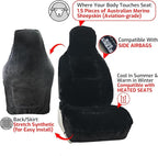 Aegis Cover Premium Australian Merino Sheepskin Car Seat Cover, Easy-Install Summer & Winter Universal Fit for SUV Truck Sedan Most Vehicles (FS-Black)
