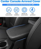 Autorder Center Console Cover for Kia Forte 2019-2024 Accessories Carbon Fiber Armrest Cover Anti-Scratch Middle Console Pad Leather Armrest Protector