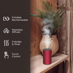 Waterless Essential Oil Diffuser, 7 Colors LED Light, Battery Powered Mini Scent Air Machine, Aromatherapy Mist Diffuser for Home Room Car Office (red)
