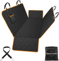Dog Car Seat Cover for Back Seat 100% Waterproof, Long-Lasting and Soft Nonslip Backseat Cover for Cars, SUVs and Trucks, 600D Oxford Fabric, Black-Orange, Standard (54" W x 59" L)