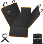 Dog Car Seat Cover for Back Seat 100% Waterproof, Long-Lasting and Soft Nonslip Backseat Cover for Cars, SUVs and Trucks, 600D Oxford Fabric, Black-Orange, Standard (54" W x 59" L)