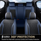FLORICH Seat Covers Full Set Leather Cars Seat Cover Front and Rear 5 Seats Full Coverage Seat Cushion Protector Waterproof Automotive Interior Cover Universal Fit for Most Cars Trucks SUV, Black&Blue