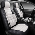 Car Seat Covers Full Set,Black White Car Seat Cover, Car Seat Protector Waterproof, Nappa Leather Car Seat Cushion, Fit for Most Cars